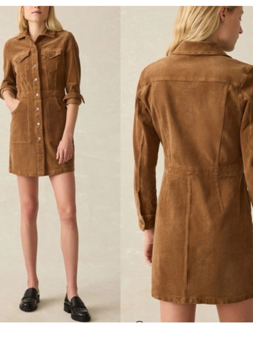 Faherty Softstretch Cord Michelle Dress Brown